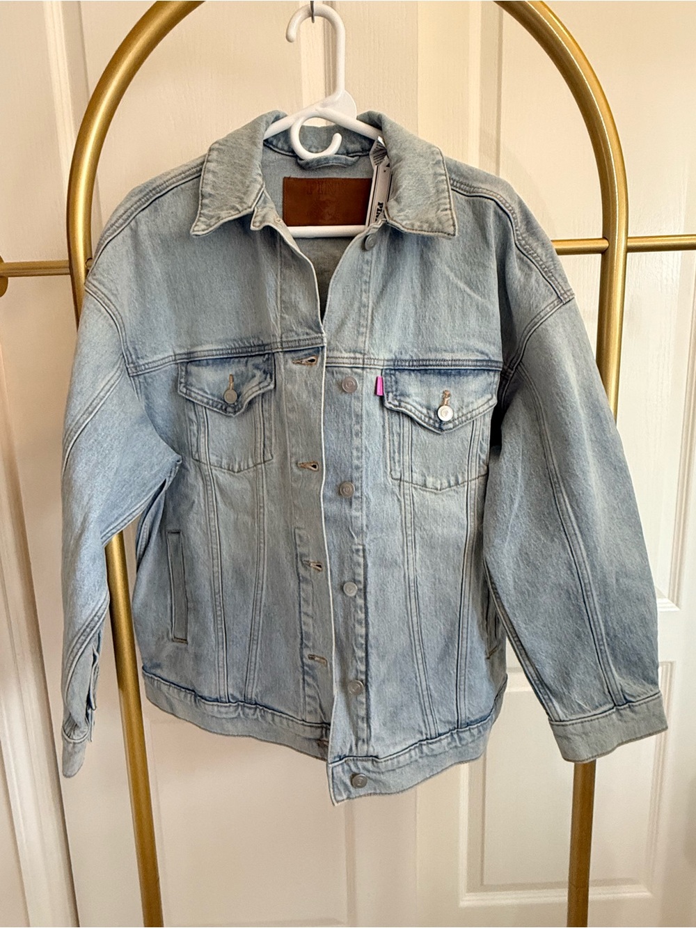 Light Wash Denim Jacket by PINK- Oversized-Boyfriend style for women - size smal